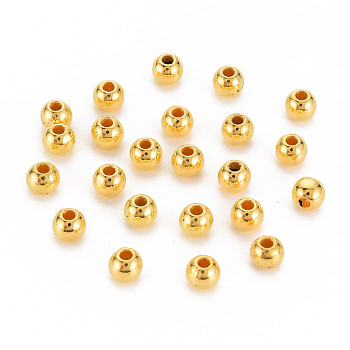 ABS Plastic Beads, Round, Golden, 4x3.5mm, Hole: 1.2mm, about 1500pcs/50g