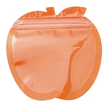 Apple Shaped Plastic Packaging Yinyang Zip Lock Bags, Top Self Seal Pouches, Dark Orange, 10.2x10.1x0.15cm, Unilateral Thickness: 2.5 Mil(0.065mm)