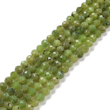 Natural Green Jade Beads Strands, Faceted, Round, 4mm, Hole: 0.6mm, about 90~91pcs/strand, 15.16''(38.5~38.9cm)