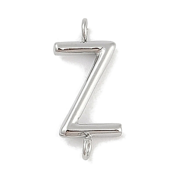 304 Stainless Steel Letter Connector Charms, Stainless Steel Color, Letter Z, 12x5x2mm, Hole: 1.2mm