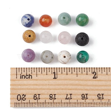 120шт. 12 стили круглые бусины из смешанных драгоценных камней(G-FS0005-74)-5