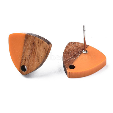 Resin & Walnut Wood Stud Earring Findings(MAK-N032-023A)-5