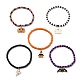 Ensemble de bracelets extensibles en perles de verre de style 5pcs 5(BJEW-TA00275)-1