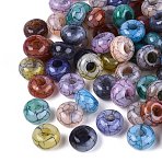 Imitation Jelly Crackle Acrylic European Beads, Rondelle, Large Hole Bead, Mixed Color, 13.5~14x8~8.5mm, Hole: 5.5mm, about 549pcs/500g(CACR-Q200-28)