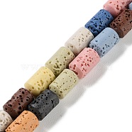 Synthetic Lava Rock Dyed Beads Strands, Column, Mixed Color, 10~10.5x6mm, Hole: 1mm, about 38pcs/strand, 15.24''(38.7cm)(G-H311-04-07)