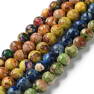 Natural Imperial Jasper Beads Strands, Dyed, Round, Mixed Color, 8~8.5mm, Hole: 1~1.2mm, about 47~48pcs/strand, 15.16 inch(38.5cm)(G-I122-8mm-M-01)
