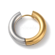Two Tone 304 Stainless Steel Huggie Hoop Earrings, Golden & Stainless Steel Color, 25.5x26x5mm(EJEW-P250-01G)