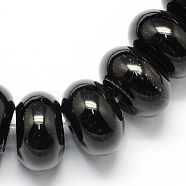 Dyed Natural Black Onyx Beads Strands, Rondelle Shaped, Black, 6x4mm, Hole: 1mm, about 99pcs/strand, 15.7 inch(G-S105-6mm-03)