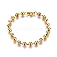 304 Stainless Steel Ball Chain Bracelets, Tag Chain, with Lobster Claw Clasp, Golden, 19cm(7-1/2 inch)(BJEW-I288-11G)