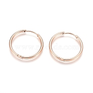 Ion Plating(IP) 304 Stainless Steel Huggie Hoop Earrings, Hypoallergenic Earrings, with 316 Surgical Stainless Steel Pin, Rose Gold, 12 Gauge, 25x2mm, Pin: 1mm, Inner Diameter: 20mm(EJEW-F111A-25mm-RG)