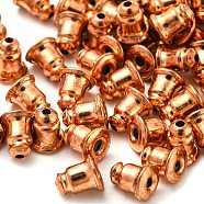 Brass Ear Nuts, Earring Backs, Rose Gold, 5x5mm(EC028-RG)