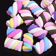 Handmade Polymer Clay Beads, No Hole, Column, Mixed Color, 14~17x9~12mm(X-CLAY-S091-04)