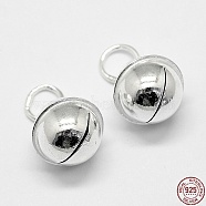 925 Sterling Silver Bell Charms, with Brass, Silver, 12x10.5mm, Hole: 4.5mm(STER-G013-21S)