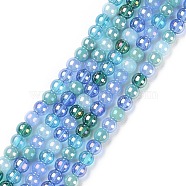 Transperant Electroplate Glass Beads Strands, AB Color Plated, Round, Cornflower Blue, 4~4.5mm, Hole: 0.9mm, about 100pcs/strand, 14.96''(38cm)(X-GLAA-P056-4mm-B03)