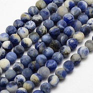Natural Sodalite Beads Strands, Frosted, Round, Dyed, 8mm, Hole: 1mm, about 48pcs/strand, 15.1 inch(G-J364-01-8mm)