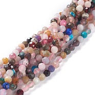 Natural Mixed Gemstone Beads Strands, Round, Faceted, 4mm, Hole: 0.8mm, about 101pcs/strand, 15.35inch(39cm)(X-G-A026-A04-4mm)