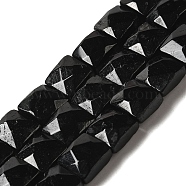 Natural Black Tourmaline Beads Strands, Faceted, Square, 9~10.5x10~10.5x6mm, Hole: 1mm, about 18~20pcs/strand, 7.09~7.68 inch (18~19.5cm)(G-C109-A10-01)