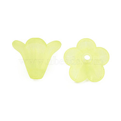 Frosted Acrylic Beads, Flower, Yellow, 10x13.5mm, Hole: 1.8mm, about 1600pcs/500g(PL692-14)
