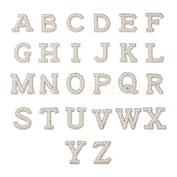 Alphabet Resin Pearl Patches, Iron/Sew on Appliques, Costume Accessories, for Clothes, Bag Pants, White, 43.5~50x20~51x3mm(DIY-TAC0005-45I)