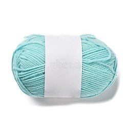 Milk Cotton Knitting Acrylic Fiber Yarn, 4-Ply Crochet Yarn, Punch Needle Yarn, Pale Turquoise, 2mm(YCOR-NH0001-01A)