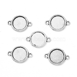 Tibetan Style Alloy Cabochon Connector Settings, Cadmium Free & Lead Free, Plain Edge Bezel Cups, Flat Round, Antique Silver, Tray: 12mm, 21x15x2mm, Hole: 2mm, about 1111pcs/1000g(TIBE-M022-10AS)