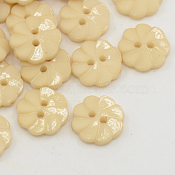 Acrylic Buttons, 2-Hole, Dyed, Flower, Wheat, 13x3mm, Hole: 2mm(BUTT-E007-A-11)