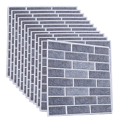 PVC Self-Adhesive Wall Stickers, Wall Decorations, Square with Brick Pattern, Gray, 300x300x4mm(DIY-WH0496-61)