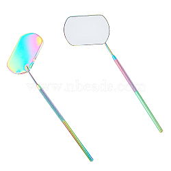 Stainless Steel Mirror, False Eyelashes Tool, Rainbow Color, 19x5.8cm(MRMJ-WH0072-12M)