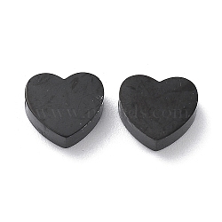 304 Stainless Steel Beads, Heart, Black, 7x8x2.5mm, Hole: 1.5mm(STAS-P375-01EB)