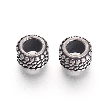 304 Stainless Steel Beads, Rondelle, Antique Silver, 9x6.5mm, Hole: 5mm
