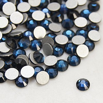 Glass Flat Back Rhinestone, Grade A, Back Plated, Faceted, Half Round, Montana, 4.6~4.8mm, about 1440pcs/bag