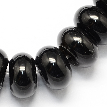 Dyed Natural Black Onyx Beads Strands, Rondelle Shaped, Black, 6x4mm, Hole: 1mm, about 99pcs/strand, 15.7 inch