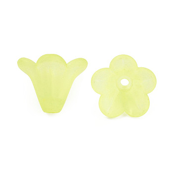 Frosted Acrylic Beads, Flower, Yellow, 10x13.5mm, Hole: 1.8mm, about 1600pcs/500g