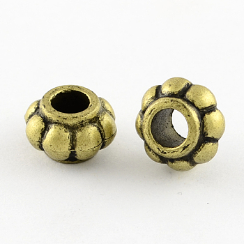 Vintage Acrylic Beads, Rondelle, Large Hole Beads, Antique Bronze Plated, 8.5x13.5mm, Hole: 6mm, about 730pcs/500g