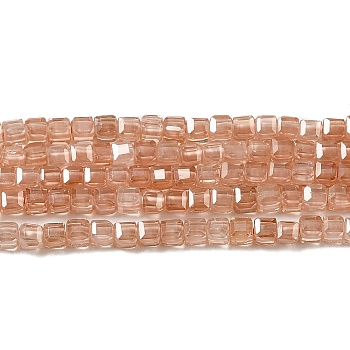 Cubic Zirconia Bead Strands, Faceted Square, Dark Salmon, 2.5x2.5x2.5mm, Hole: 0.6mm, about 159~160pcs/strand, 14.57''~14.76''(37~37.5cm)