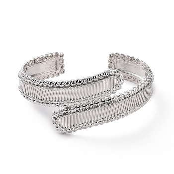 Brass Rectangle Open Cuff Bangle for Women, Platinum, Inner Diameter: 2-3/8 inch(5.9cm)