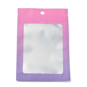 Plastic Zip Lock Bag, Gradient Color Storage Bags, Self Seal Bag, Top Seal, with Window and Hang Hole, Rectangle, Orchid, 15x10x0.25cm, Unilateral Thickness: 3.9 Mil(0.1mm), 95~100pcs/bag