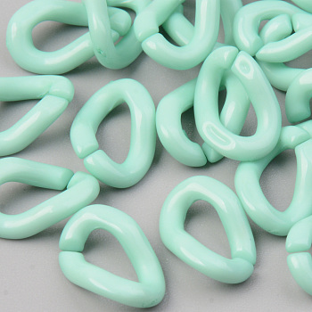 Opaque Acrylic Linking Rings, Quick Link Connectors, For Jewelry Curb Chains Making, Twist, Pale Turquoise, 16x10x4mm, Inner Diameter: 9x4mm, about 2000pcs/500g