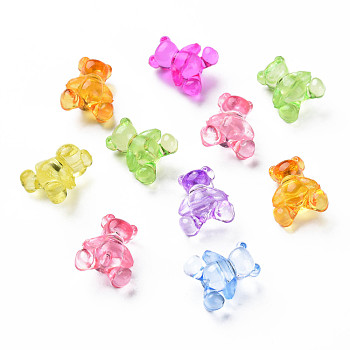 Transparent Acrylic Beads, Bear, Mixed Color, 13.5x11.5x7.5mm, Hole: 2.5mm
