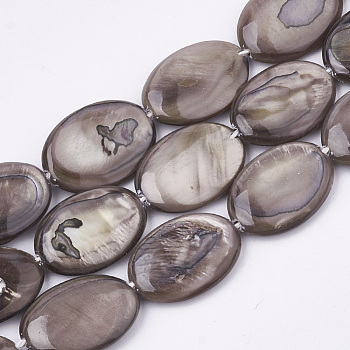 Freshwater Shell Beads Strands, Dyed, Oval, Rosy Brown, 17.5~18x12~13x3mm, Hole: 1mm, about 23pcs/strand, 16.3 inch