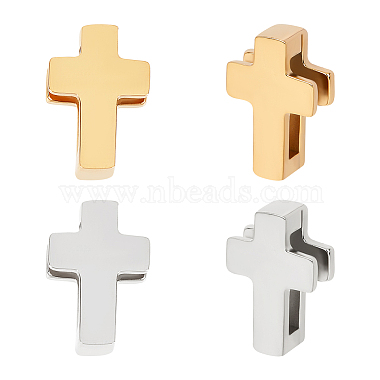 Golden & Stainless Steel Color Cross 304 Stainless Steel Slide Charms
