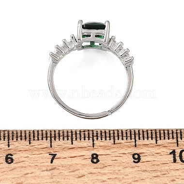 Brass Pave Cubic Zirconia Cuff Open Rings(CU-CBA5C10-11P)-5