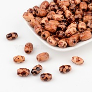 Printed Natural Wood Beads, Oval, Mixed Color, 12~13x8mm, Hole: 3.5mm(X-WOOD-R247-M)