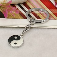 Platinum Plated Alloy Enamel Great Ultimate Keychain, with Alloy Keychain Findings, White, 84mm(X-KEYC-JKC0001-05)