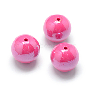 Pearlized Style Acrylic Beads, Round, Deep Pink, 12mm, Hole: 2mm, about 530pcs/500g(MACR-S826-12mm-H)