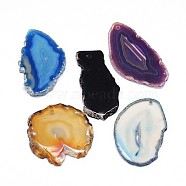 Natural Agate Slices Pendants, Mixed Shapes, 40~85x23~48x4.5mm, Hole: 2mm(G-G517-M24)