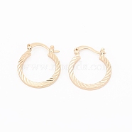 Brass Hoop Earrings, Long-Lasting Plated, Fancy Cut, Light Gold, 12 Gauge, 19x2mm, Pin: 0.6x1mm(EJEW-G268-01LG)