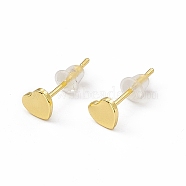 Brass Tiny Heart Stud Earrings for Women, Real 18K Gold Plated, 5x4.5mm, Pin: 0.8mm(EJEW-P211-01G)