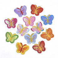 Computerized Embroidery Cloth Iron On/Sew On Patches, Costume Accessories, Appliques, Butterfly, Mixed Color, 45x55x1.5mmk, about 12colors, 1color/10pcs, 120pcs/bag(AJEW-S076-019)