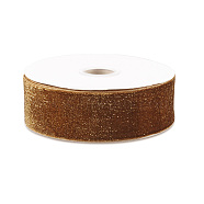 9M Sparkle Single Face Velvet Ribbon, Polyester Ribbon with Metallic Cord, for Garment Accessories, Light Khaki, 1-5/8 inch(40mm), about 9.84 Yards(9m)/Roll(OCOR-TAC0034-05C)